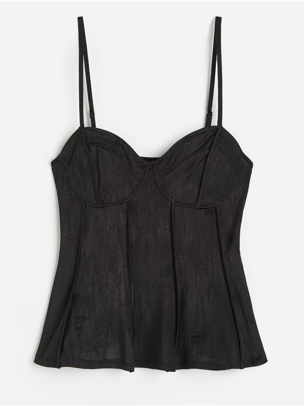 H&M Black Bustier-Style Cami with Adjustable Straps